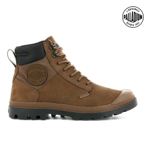 Palladium Pampa Shield WP+ LUX Men's Boots Brown | UK B652-WMJ